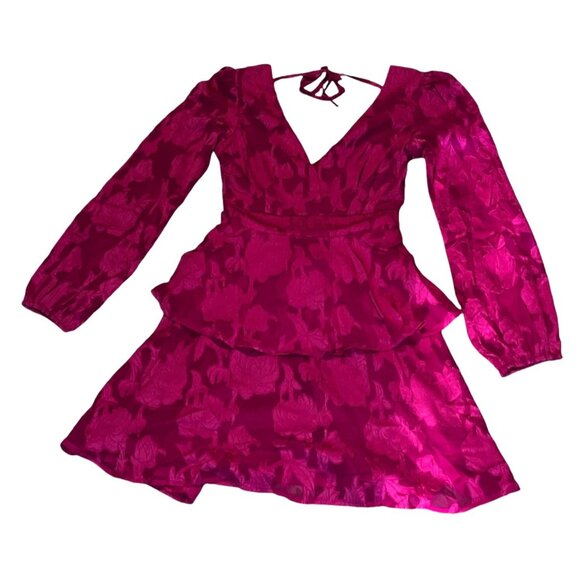 Band of the Free NWT Kiss Me Fuchsia Peplum Mini Dress Sz Medium Fuschia Pink - Picture 5 of 14